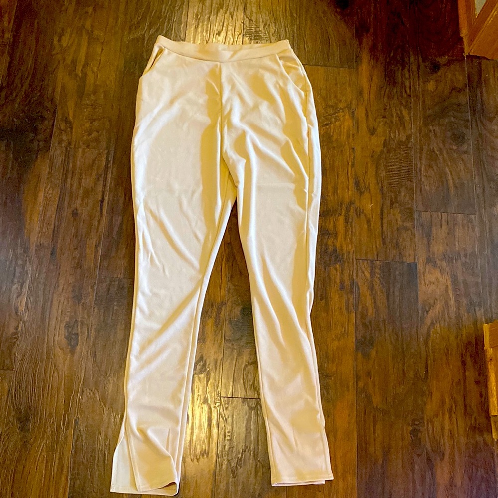 PrettyLittleThing stone colored side split skinny pants- never worn